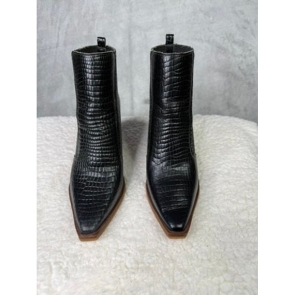 Vince Camuto Shoes - Vince Camuto Black Croc-Embossed Heeled Boots